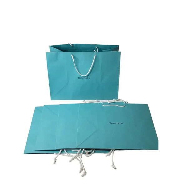 New Lot of 10 Tiffany Aqua Paper Bags - Picture 1 of 6